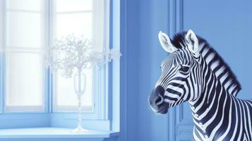 A Zebra in Modern Home. AI Generated photo