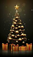 christmas tree with the word Christmas greeting free background. AI Generated photo