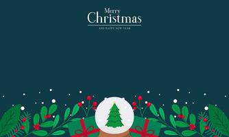 Hand Drawn Floral Merry Christmas Copy Space Background with Christmas Ornaments vector