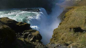 Gullfoss Waterfall. Iceland. Slow Motion video