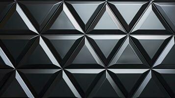 Polished Semigloss Wall Background with Triangular Black Block Tiles. AI Generated photo