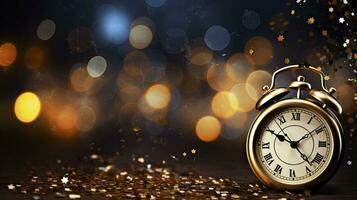 Happy New Year Background with a clock. AI Generated photo