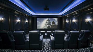 Modern Interior Home Theatre Room Design. AI Generated photo