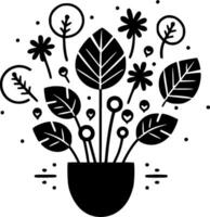 Plants, Black and White Vector illustration