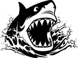 tiburón, negro y blanco vector ilustración