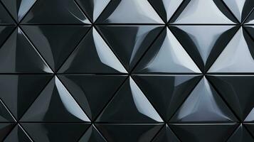 Polished Semigloss Wall Background with Triangular Black Block Tiles. AI Generated photo