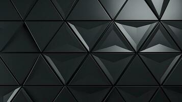 Polished Semigloss Wall Background with Triangular Black Block Tiles. AI Generated photo