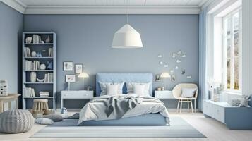 Modern Interior Kids Bedroom Design. AI Generated photo