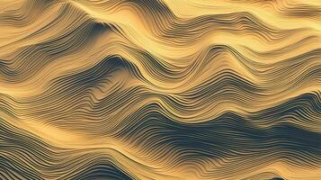 Golden topographic relief abstract background. Generative AI photo