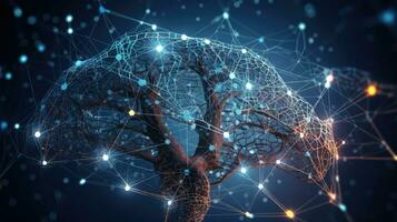Concept technology tree connection background. Generative AI photo