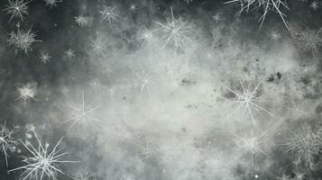 Grunge winter frozen background with concept thread snowflakes. Generative AI photo