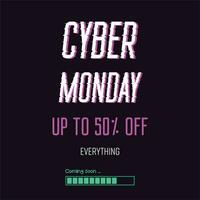 Cyber Monday Poster Banner with  on black background. Cyber Monday concept flat vector. vector