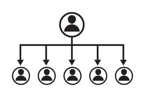 social redes diagrama, social medios de comunicación conexiones jerarquía, líder icono. jerarquía de compañía. plano vector ilustración.