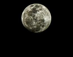 el lleno Luna es visto en el oscuro cielo foto