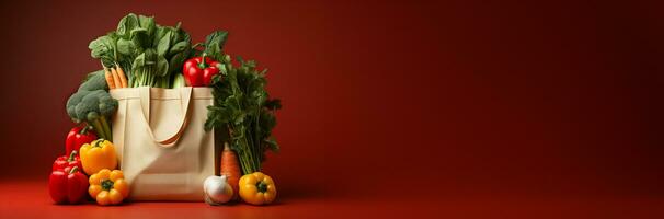 bolso lleno de verduras, creado con generativo ai foto