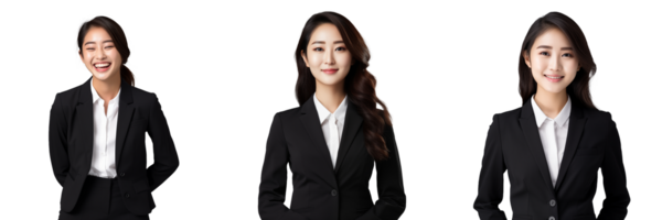 Businesswoman wearing a black suit with transparent background AI Generative png