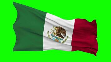 mexico bandera ondulación sin costura lazo en viento, croma llave verde pantalla, luma mate selección video