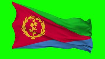 Eritrea Flag Waving Seamless Loop in Wind, Chroma Key Green Screen, Luma Matte Selection video