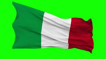 Italy Flag Waving Seamless Loop in Wind, Chroma Key Green Screen, Luma Matte Selection video