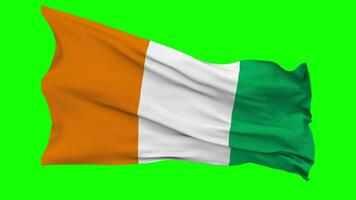 Ivory Coast Flag Waving Seamless Loop in Wind, Chroma Key Green Screen, Luma Matte Selection video