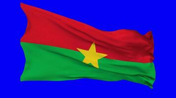 Burkina Faso Flag Waving Seamless Loop in Wind, Chroma Key Green Screen, Luma Matte Selection video