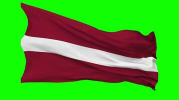 Latvia Flag Waving Seamless Loop in Wind, Chroma Key Green Screen, Luma Matte Selection video