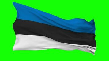 Estonia Flag Waving Seamless Loop in Wind, Chroma Key Green Screen, Luma Matte Selection video