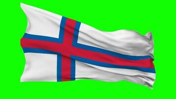 Faroe Islands Flag Waving Seamless Loop in Wind, Chroma Key Green Screen, Luma Matte Selection video