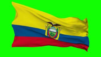 Equador bandeira acenando desatado ciclo dentro vento, croma chave verde tela, luma fosco seleção video