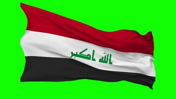 Iraq Flag Waving Seamless Loop in Wind, Chroma Key Green Screen, Luma Matte Selection video