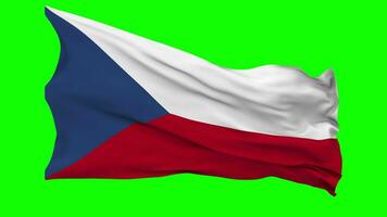 Czech Republic Flag Waving Seamless Loop in Wind, Chroma Key Green Screen, Luma Matte Selection video