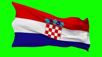 Croatia Flag Waving Seamless Loop in Wind, Chroma Key Green Screen, Luma Matte Selection video