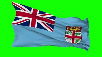 Fiji Flag Waving Seamless Loop in Wind, Chroma Key Green Screen, Luma Matte Selection video