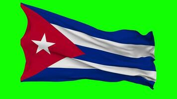 Cuba bandera ondulación sin costura lazo en viento, croma llave verde pantalla, luma mate selección video