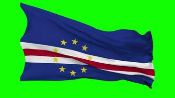 Cape Verde, Cabo Verde Flag Waving Seamless Loop in Wind, Chroma Key Green Screen, Luma Matte Selection video