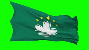 China Macau, Macao Flag Waving Seamless Loop in Wind, Chroma Key Green Screen, Luma Matte Selection video