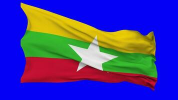 Myanmar Burma Flag Waving Seamless Loop in Wind, Chroma Key Green Screen, Luma Matte Selection video
