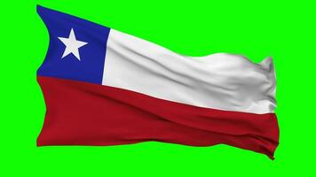 Chile Flag Waving Seamless Loop in Wind, Chroma Key Green Screen, Luma Matte Selection video