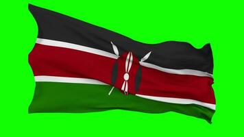 Kenia bandera ondulación sin costura lazo en viento, croma llave verde pantalla, luma mate selección video