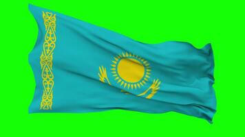 Kazakhstan Flag Waving Seamless Loop in Wind, Chroma Key Green Screen, Luma Matte Selection video