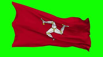 Isle of Man Flag Waving Seamless Loop in Wind, Chroma Key Green Screen, Luma Matte Selection video