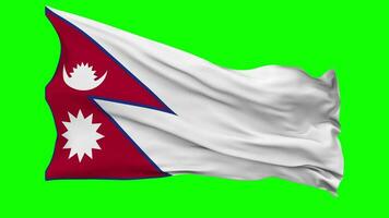 Nepal Flag Waving Seamless Loop in Wind, Chroma Key Green Screen, Luma Matte Selection video