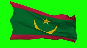 Mauritania Flag Waving Seamless Loop in Wind, Chroma Key Green Screen, Luma Matte Selection video