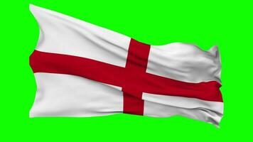 England Flag Waving Seamless Loop in Wind, Chroma Key Green Screen, Luma Matte Selection video