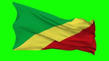 Congo Flag Waving Seamless Loop in Wind, Chroma Key Green Screen, Luma Matte Selection video