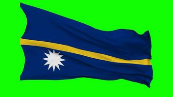 Nauru Flag Waving Seamless Loop in Wind, Chroma Key Green Screen, Luma Matte Selection video