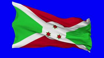 Burundi Flag Waving Seamless Loop in Wind, Chroma Key Green Screen, Luma Matte Selection video