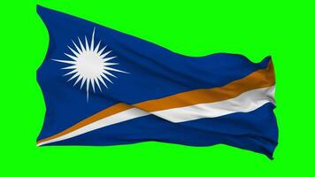 Marshall Islands Flag Waving Seamless Loop in Wind, Chroma Key Green Screen, Luma Matte Selection video