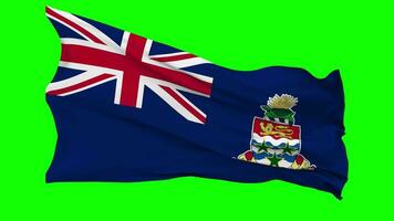 Cayman Islands Flag Waving Seamless Loop in Wind, Chroma Key Green Screen, Luma Matte Selection video