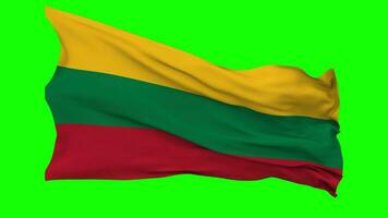 Lithuania Flag Waving Seamless Loop in Wind, Chroma Key Green Screen, Luma Matte Selection video